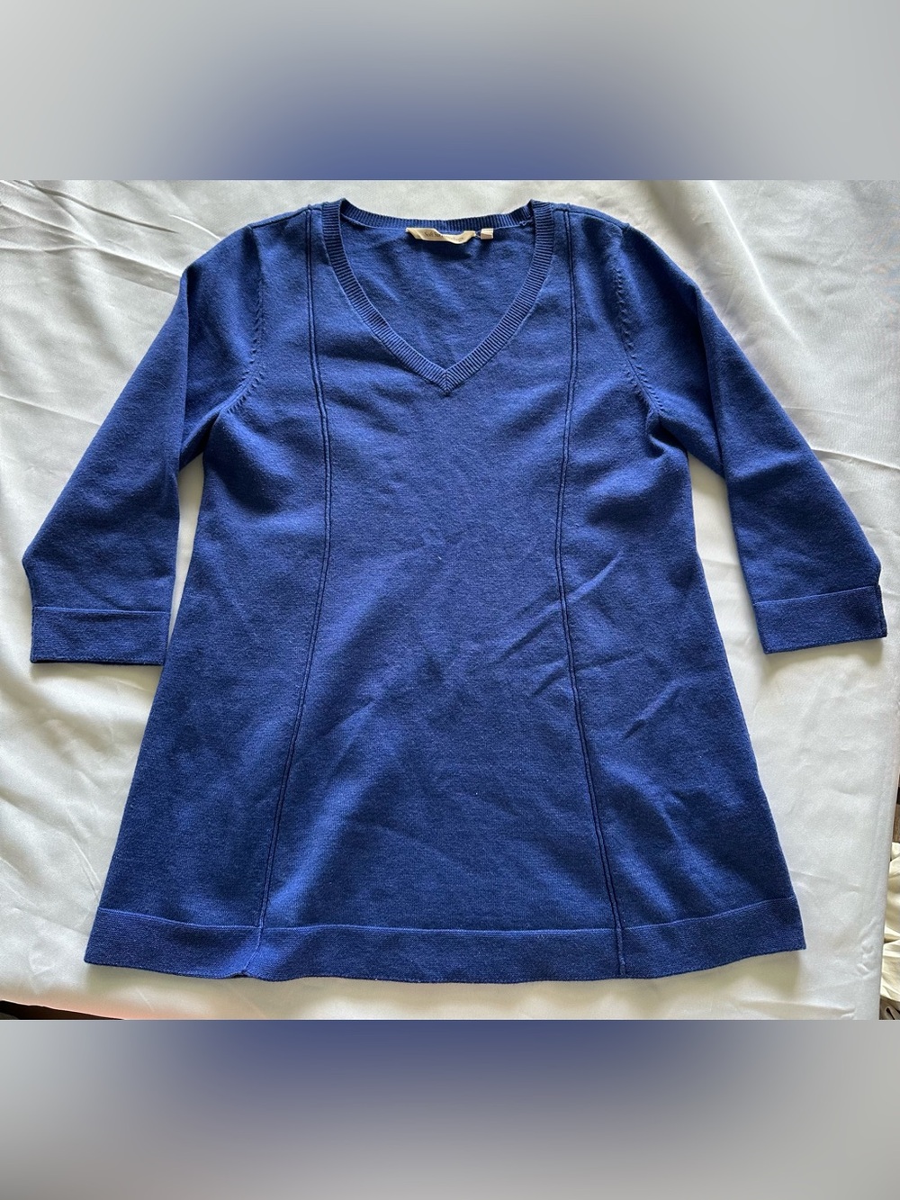 Soft Surroundings V-Neck Tunic Sweater in Deep Blue